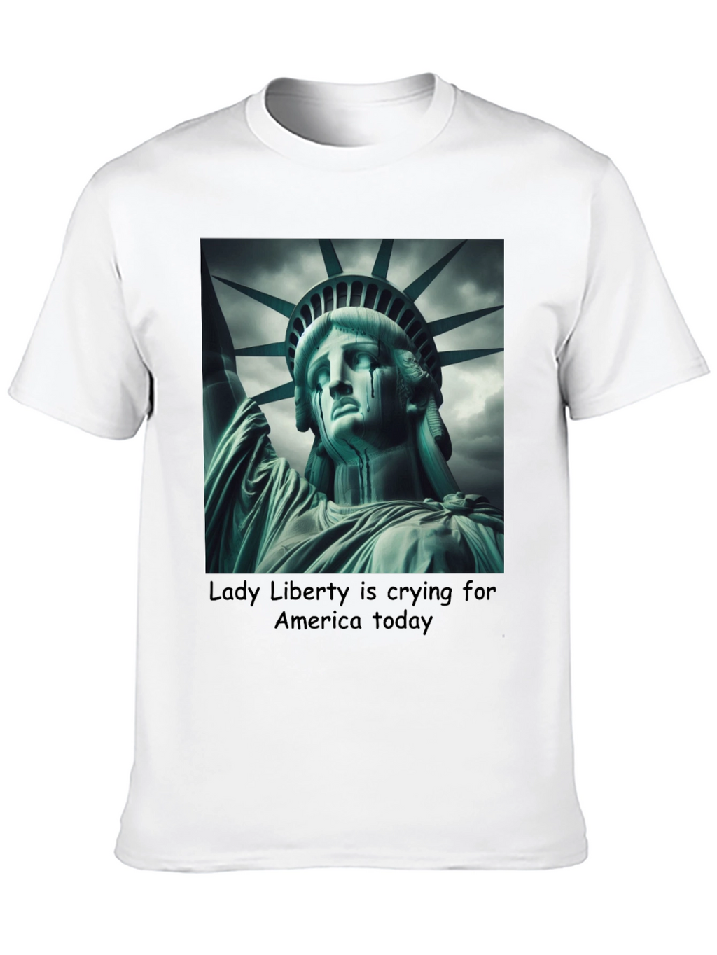 Statue of Liberty Crying Graphic Tee - Black