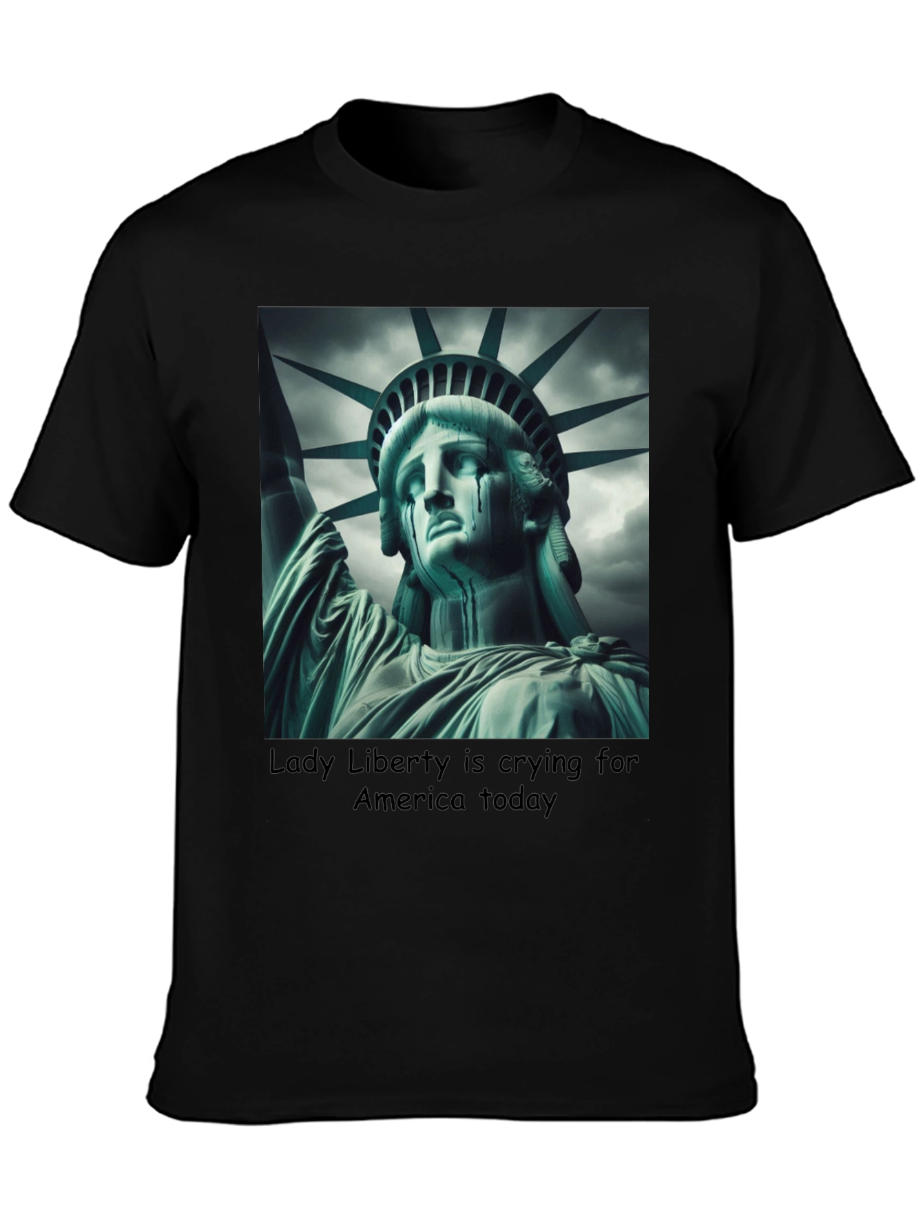 Statue of Liberty Crying Graphic Tee - Black