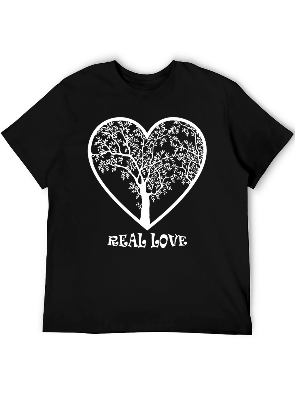 Real Love Tree Heart Graphic T-Shirt - Black