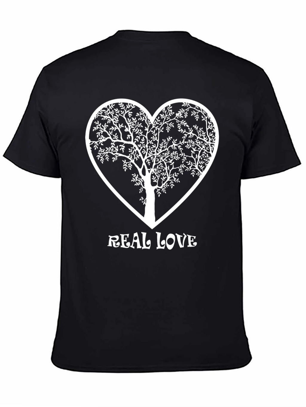 Real Love Tree Heart Graphic T-Shirt - Black