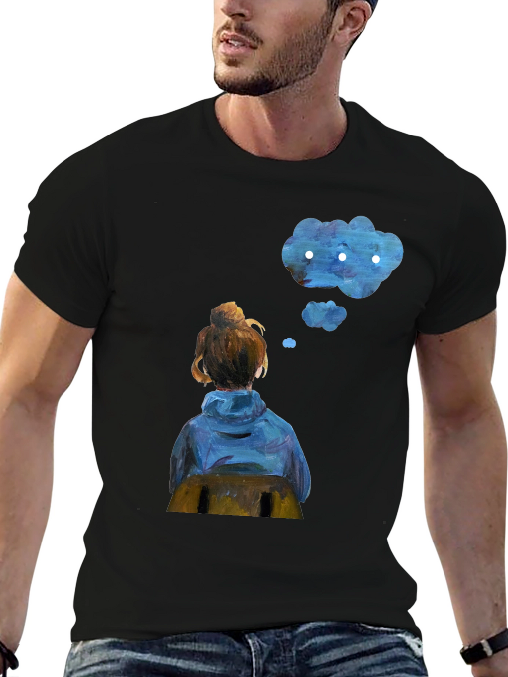 Contemplative Cloud T-Shirt - Artistic Dreamer Tee