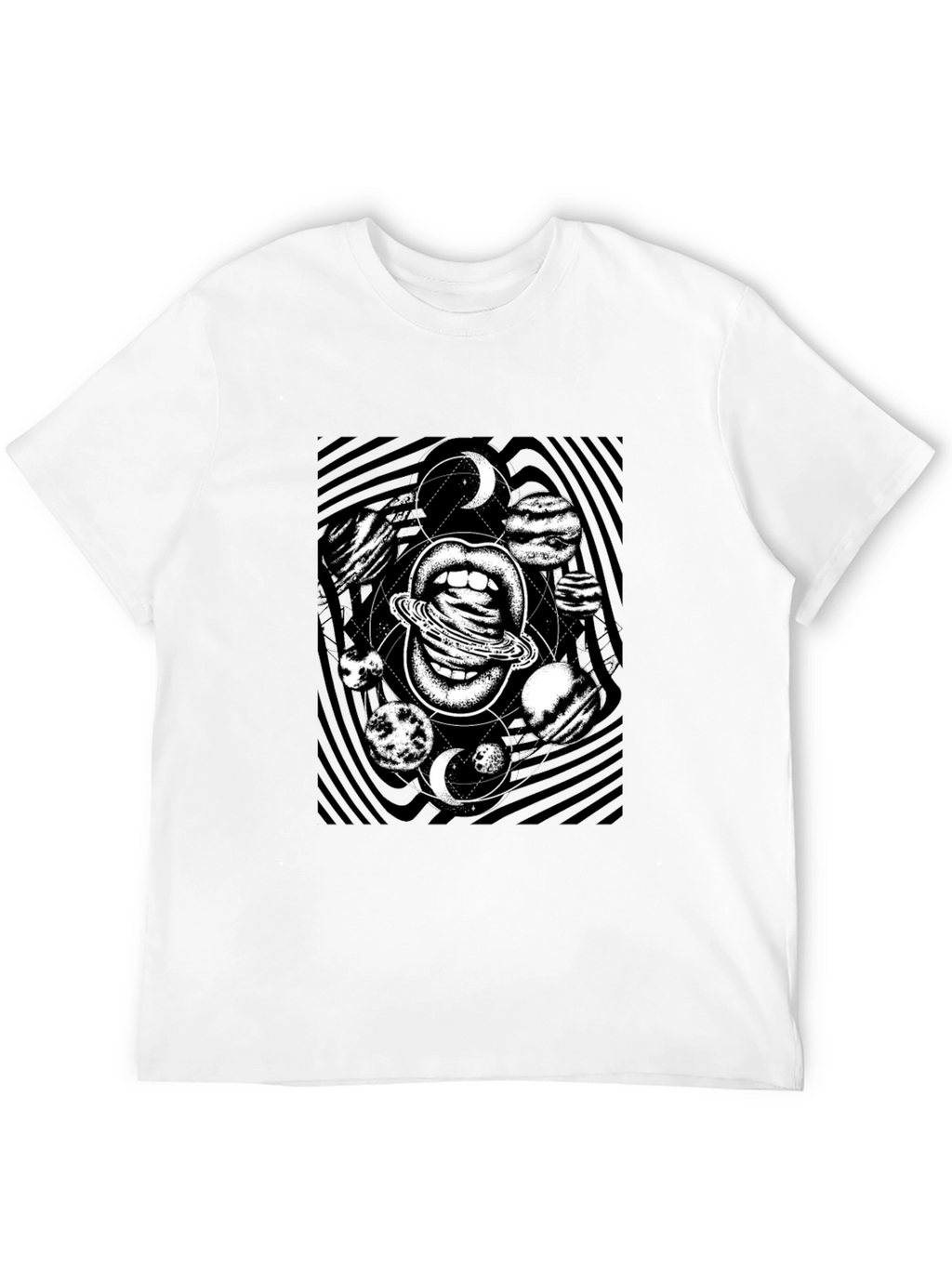 Cosmic Lips Graphic Tee - Black Cotton T-Shirt