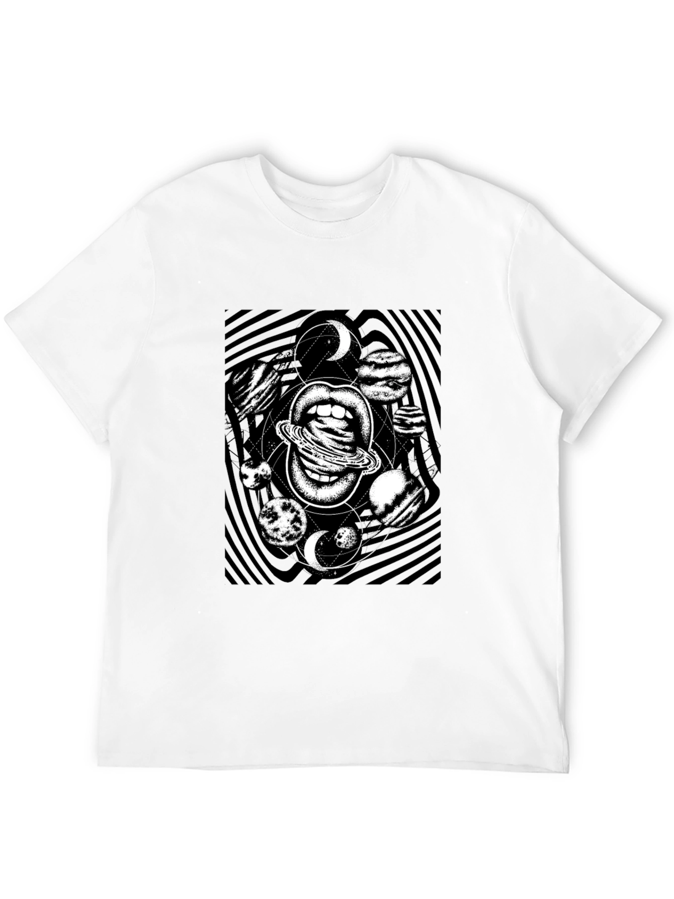 Cosmic Lips Graphic Tee - Black Cotton T-Shirt