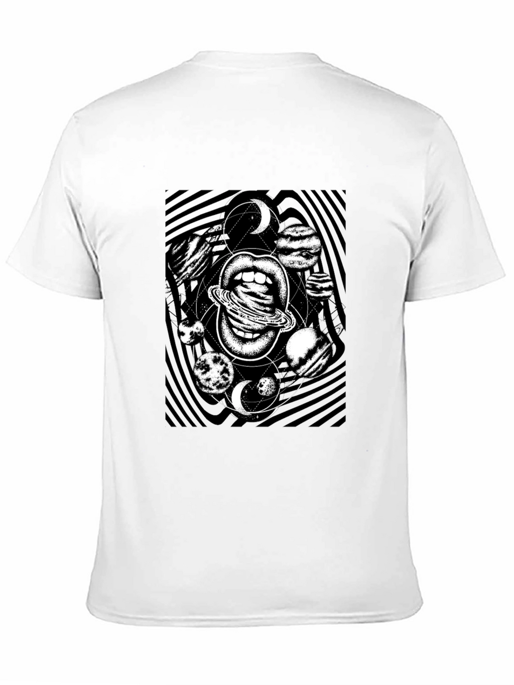 Cosmic Lips Graphic Tee - Black Cotton T-Shirt