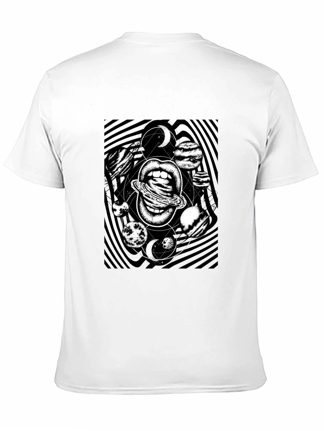 Cosmic Lips Graphic Tee - Black Cotton T-Shirt