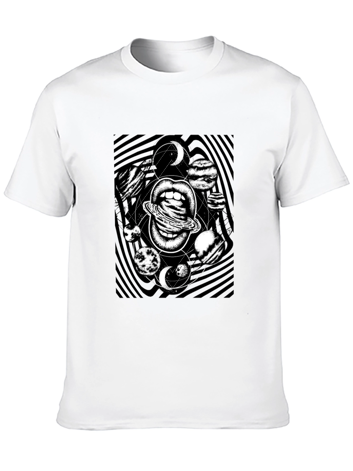 Cosmic Lips Graphic Tee - Black Cotton T-Shirt