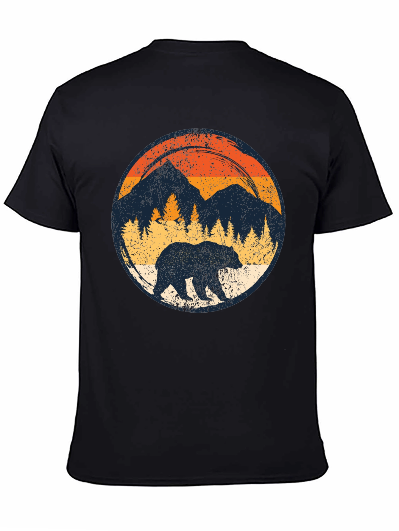 Retro Bear Mountain Black T-Shirt