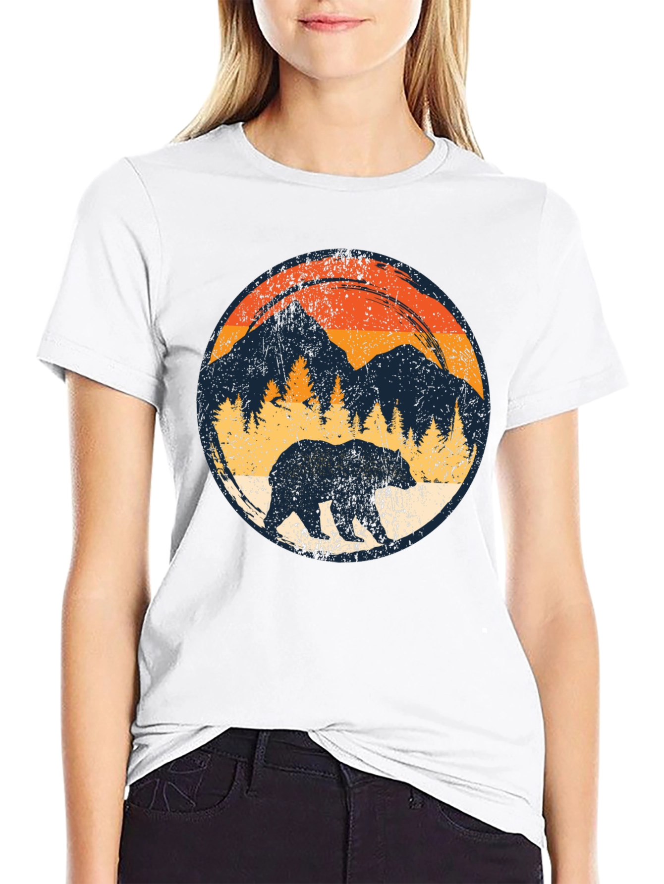 Retro Bear Mountain Black T-Shirt