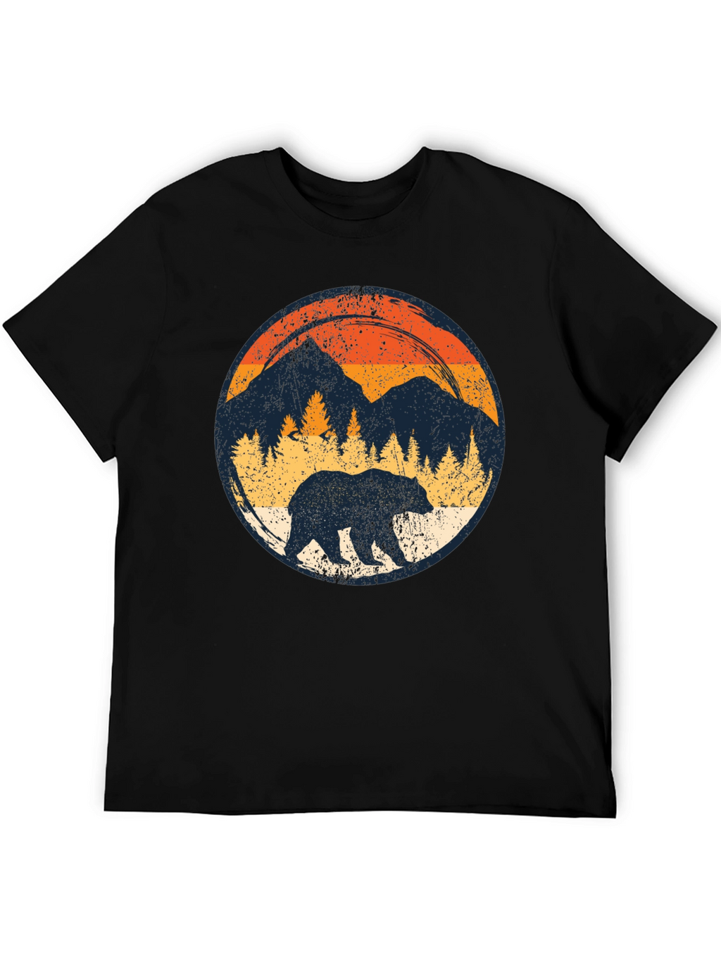 Retro Bear Mountain Black T-Shirt