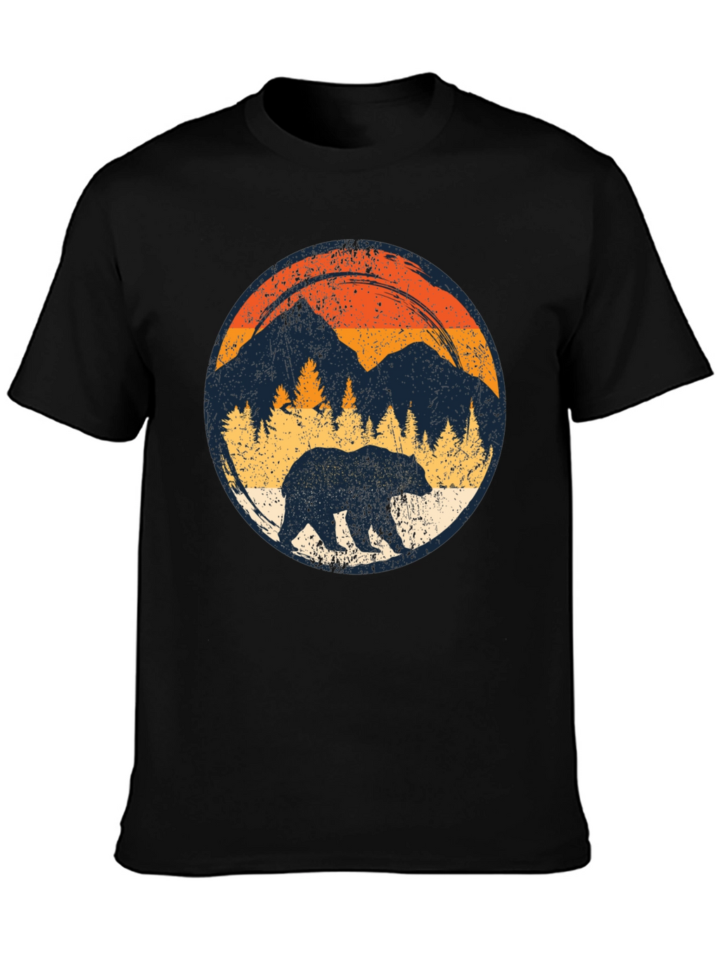 Retro Bear Mountain Black T-Shirt