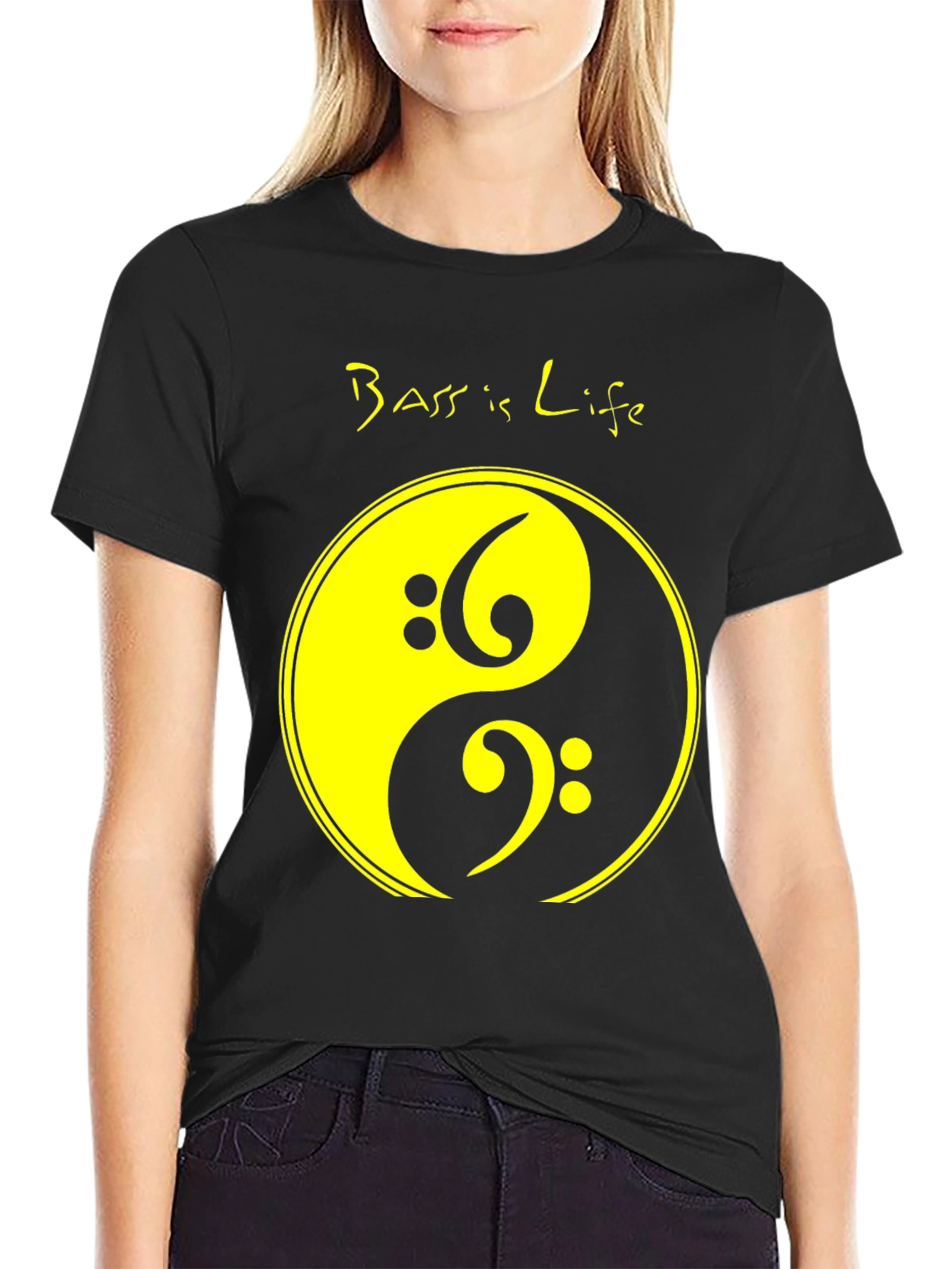 Bass is Life T-Shirt - Yin Yang Design - Musician Tee