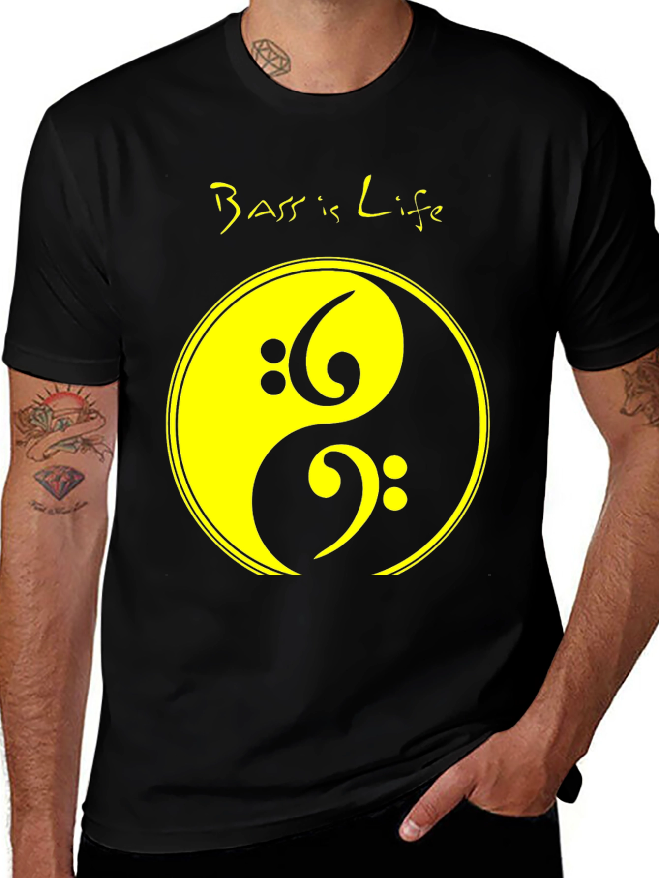 Bass is Life T-Shirt - Yin Yang Design - Musician Tee