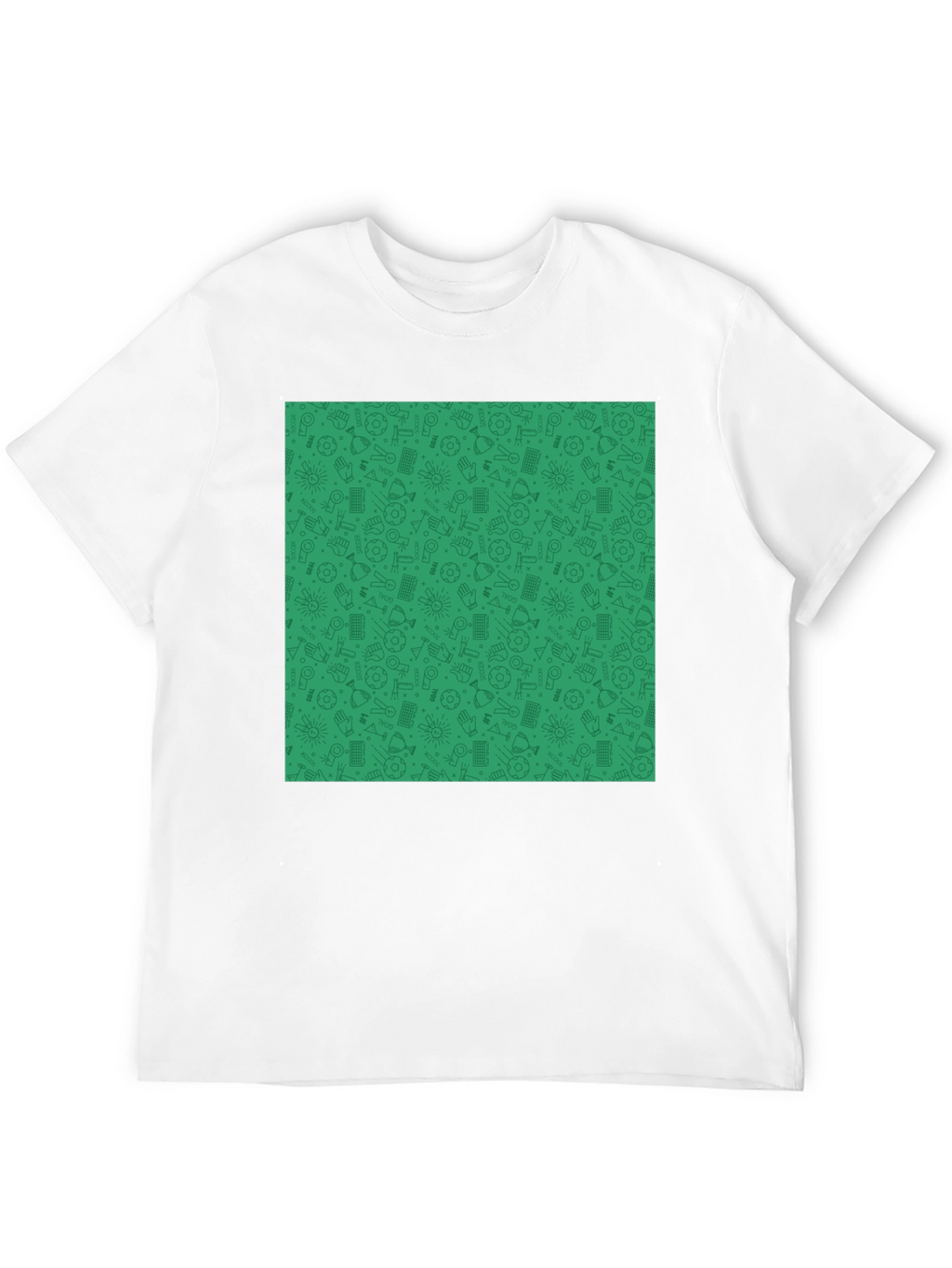Unique Green Pattern Black Crewneck T-Shirt