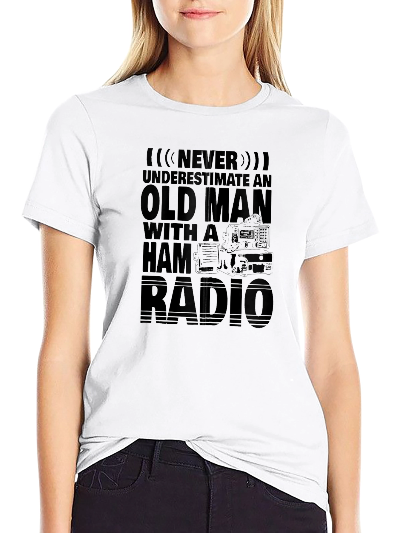Never Underestimate Old Man with Ham Radio T-Shirt