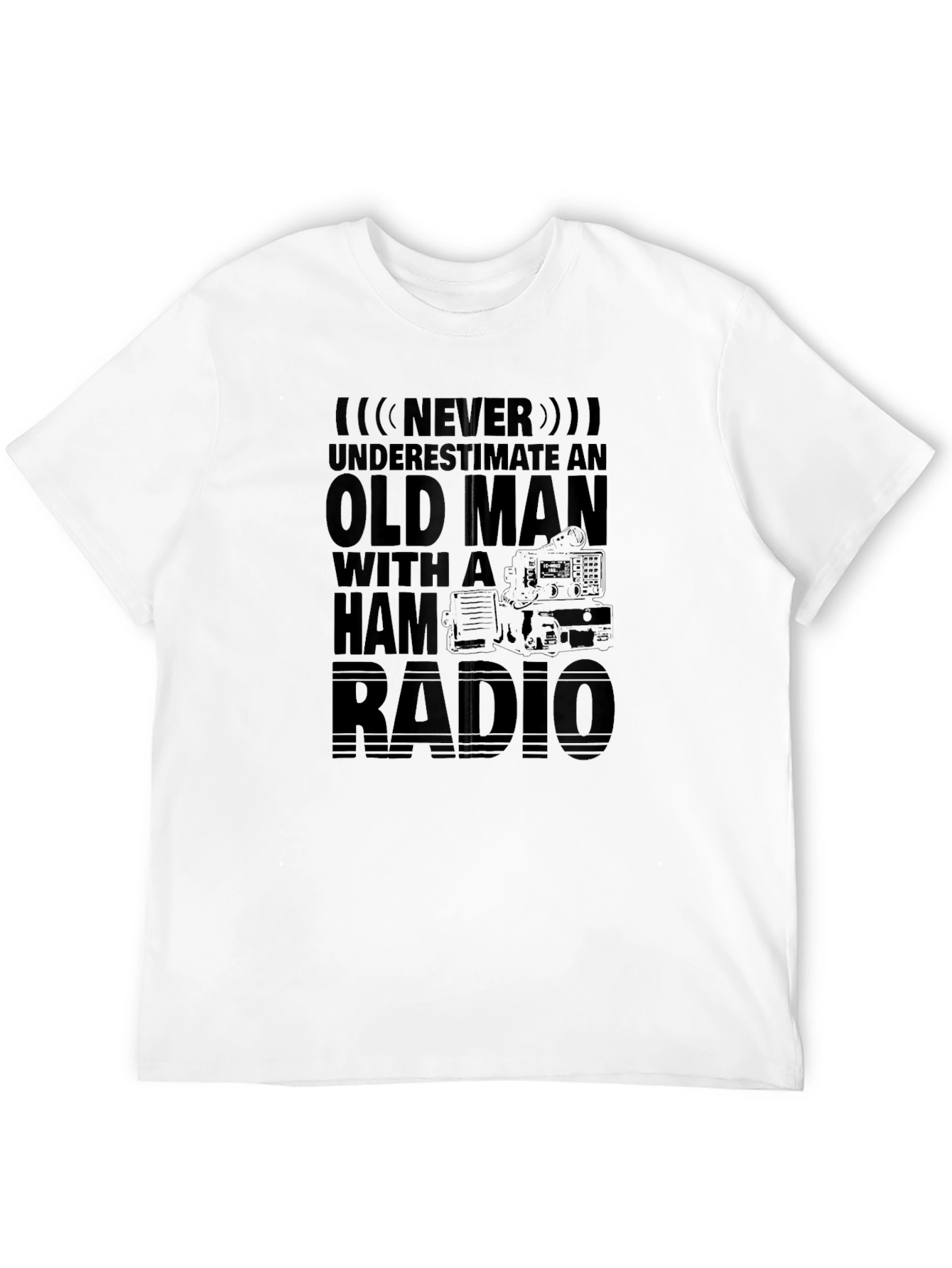 Never Underestimate Old Man with Ham Radio T-Shirt