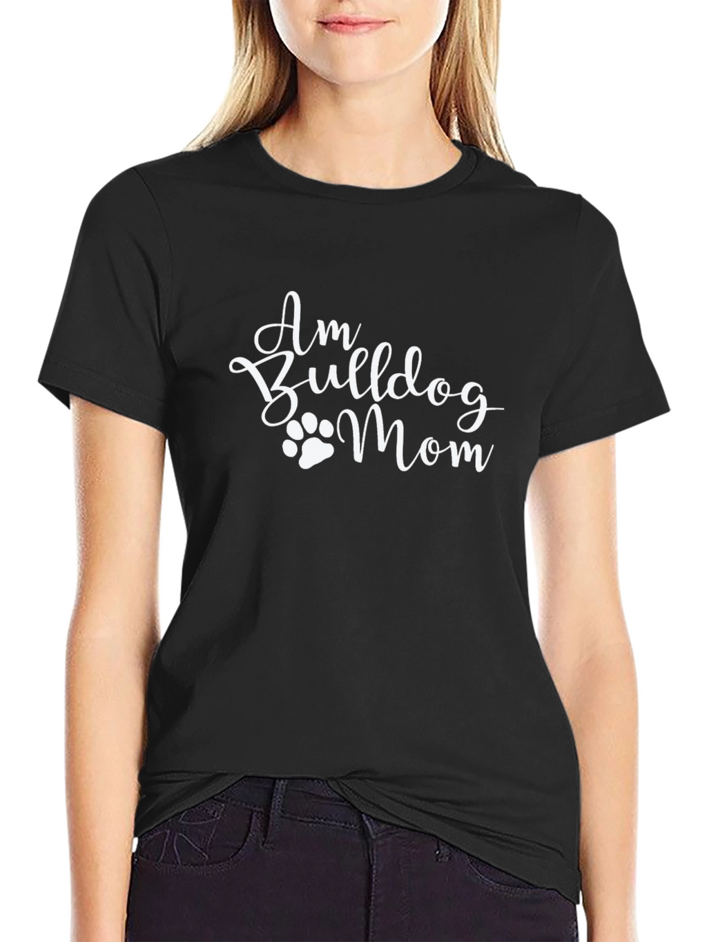 Am Bulldog Mom Black T-Shirt