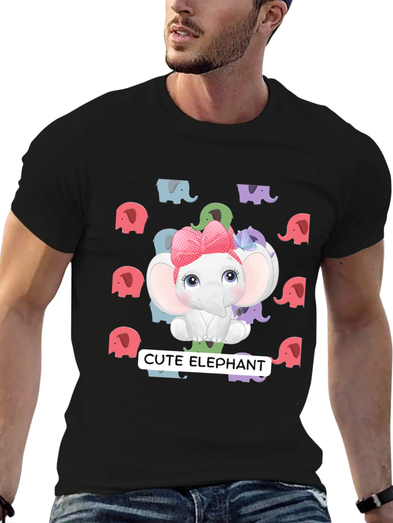 Cute Elephant Graphic Tee - Adorable Cartoon Animal Design