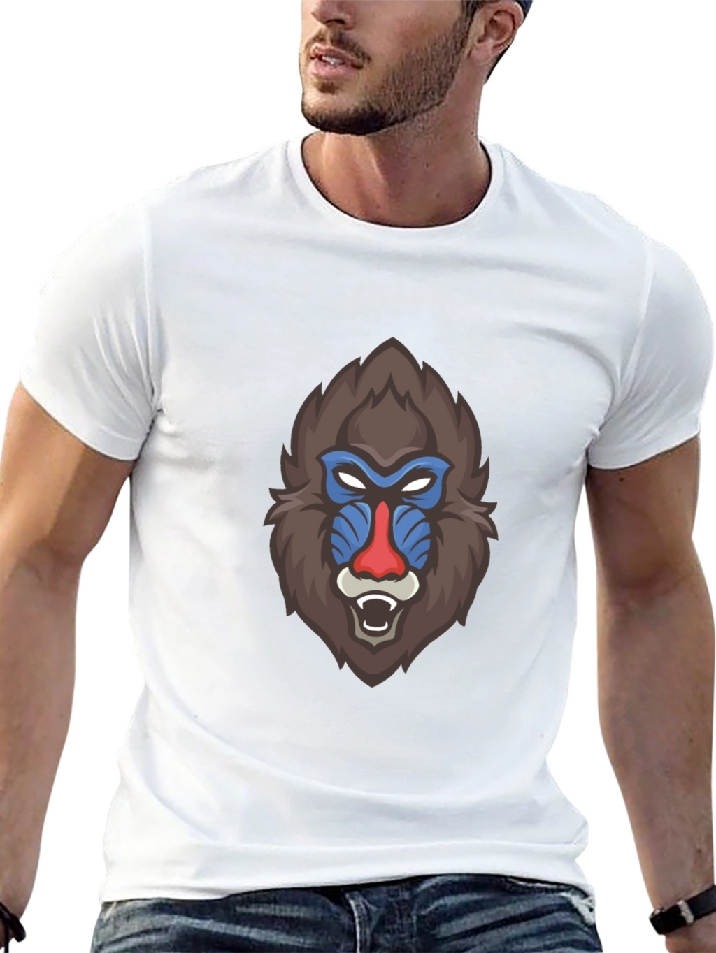 Bold Mandrill Graphic Tee - Black Cotton Blend