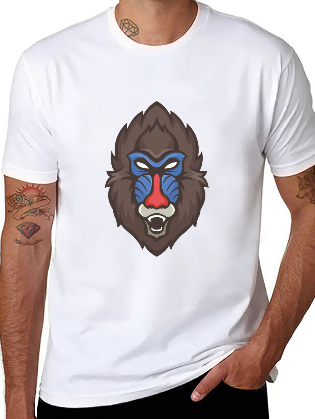 Bold Mandrill Graphic Tee - Black Cotton Blend