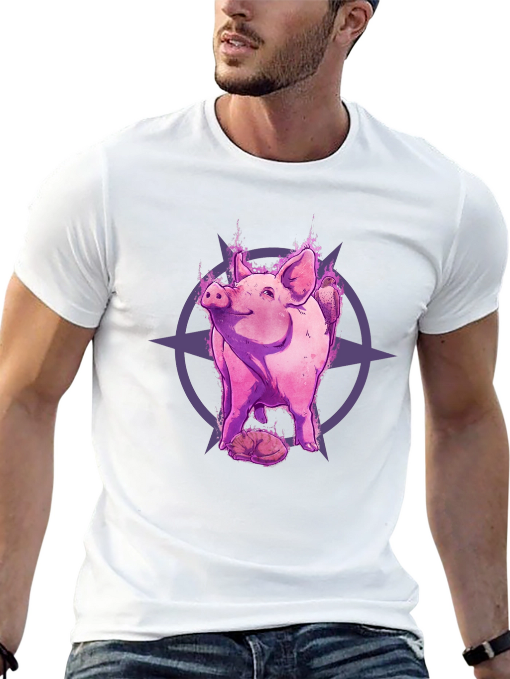 Mystic Pig Graphic Tee - Black Cotton T-Shirt