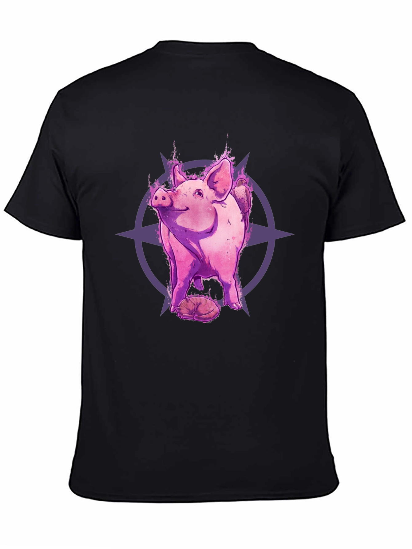 Mystic Pig Graphic Tee - Black Cotton T-Shirt