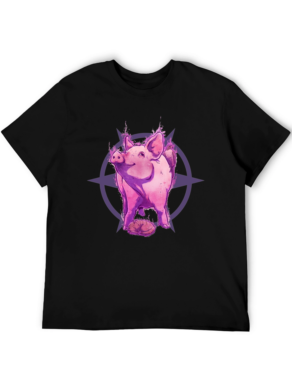 Mystic Pig Graphic Tee - Black Cotton T-Shirt