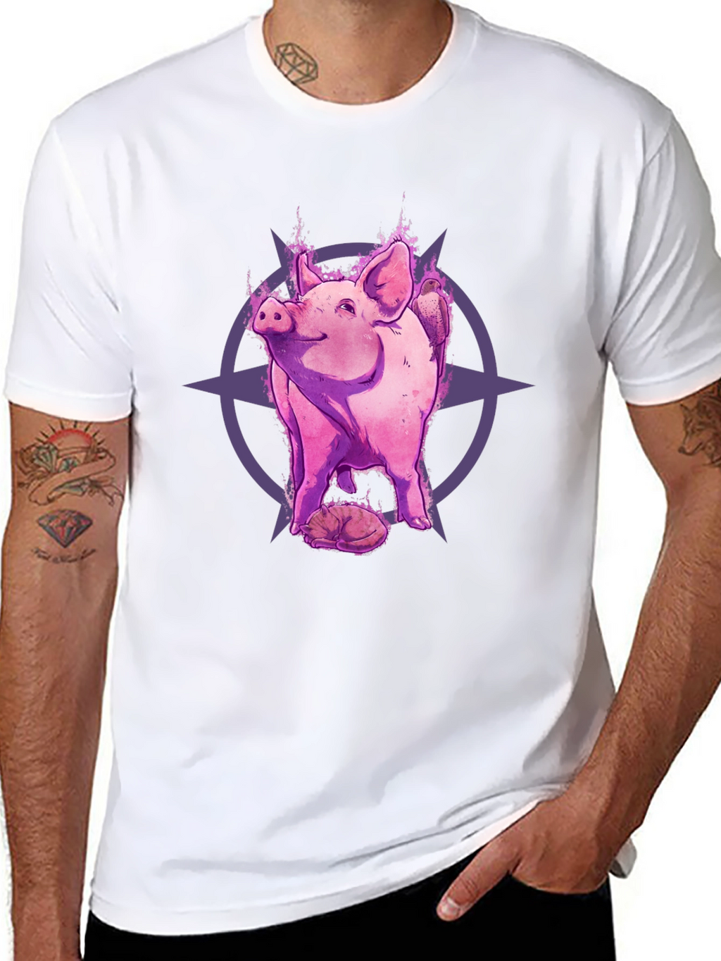 Mystic Pig Graphic Tee - Black Cotton T-Shirt