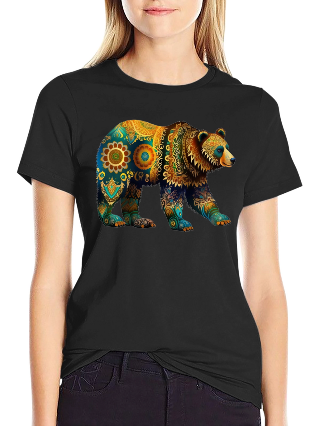 Bear Mandala Graphic T-Shirt