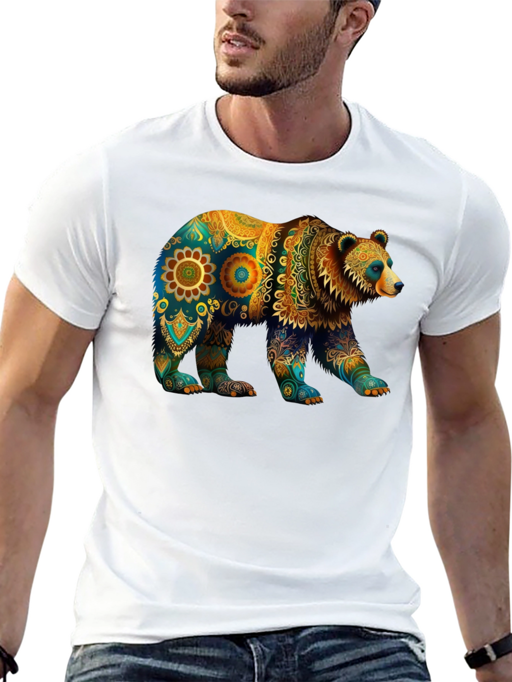 Bear Mandala Graphic T-Shirt