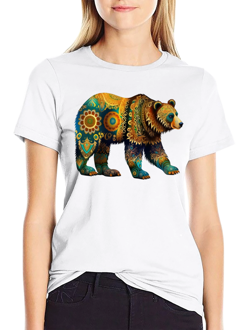 Bear Mandala Graphic T-Shirt