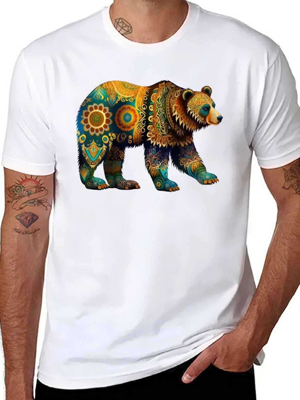 Bear Mandala Graphic T-Shirt