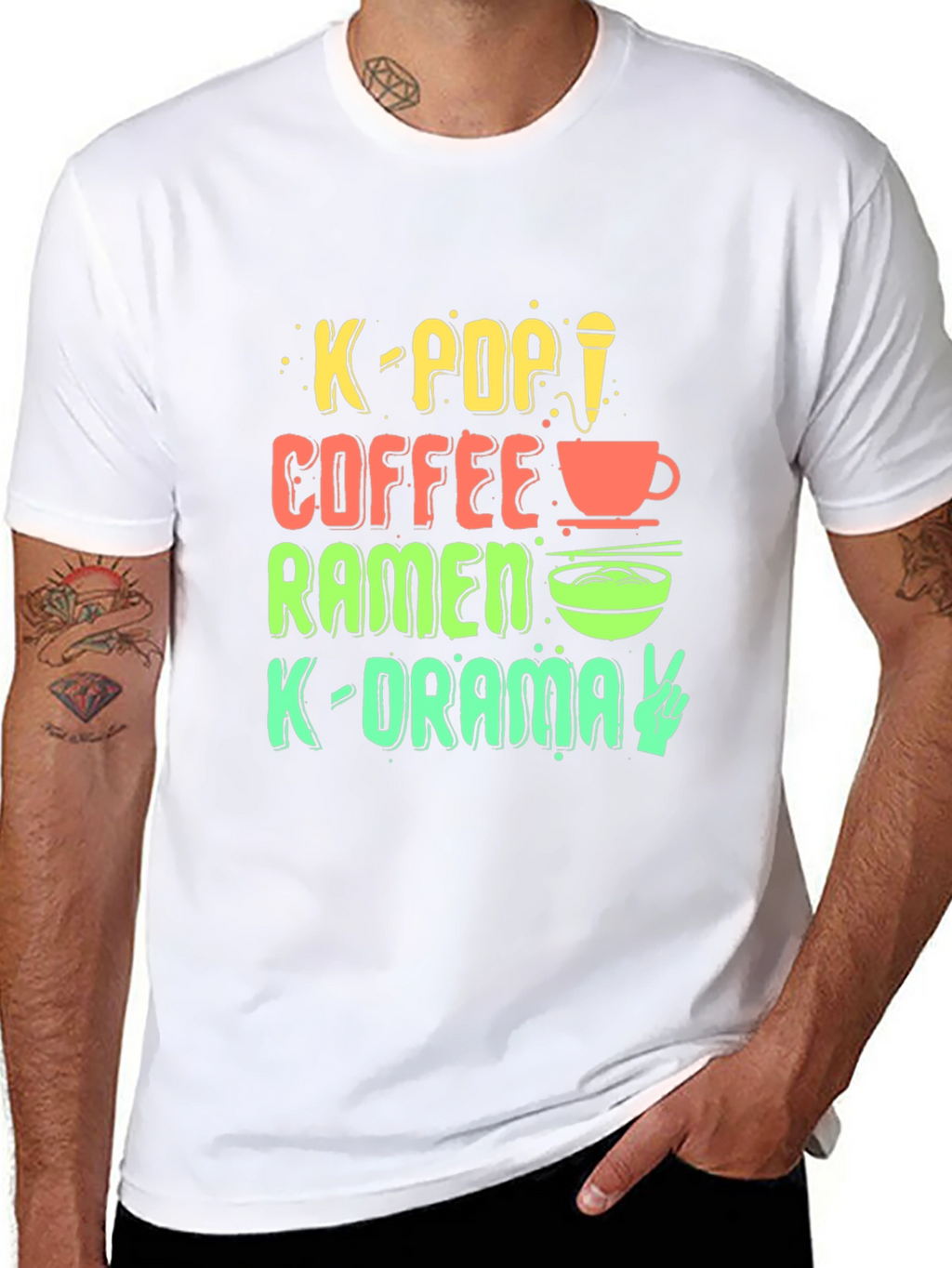 K-Pop Fan T-Shirt: Coffee Ramen K-Drama Design