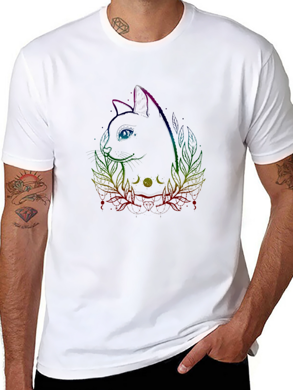 Mystic Cat Graphic Tee - Black