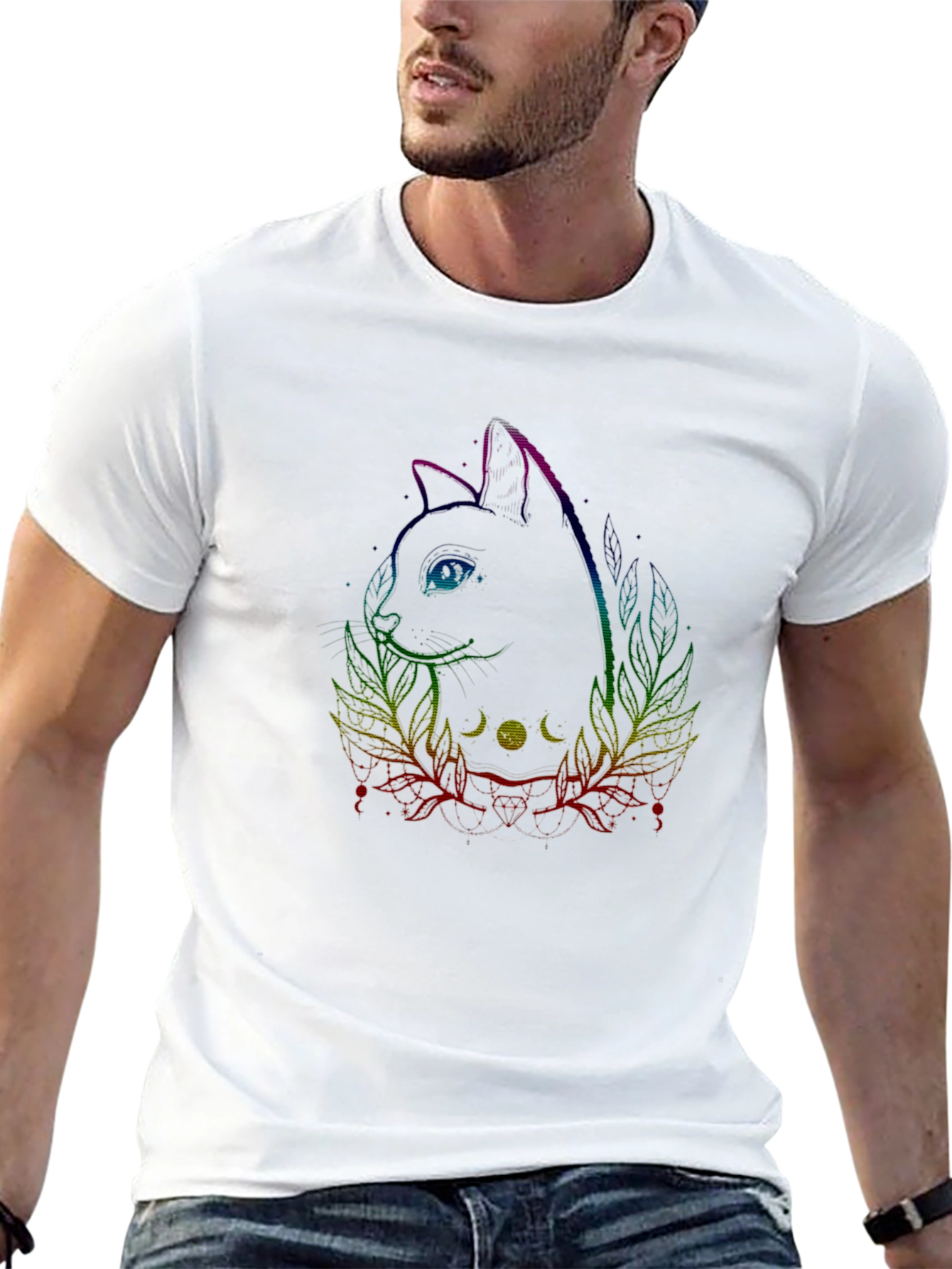 Mystic Cat Graphic Tee - Black