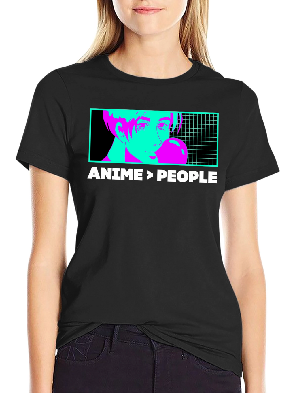 Anime > People Graphic Tee - Black T-Shirt