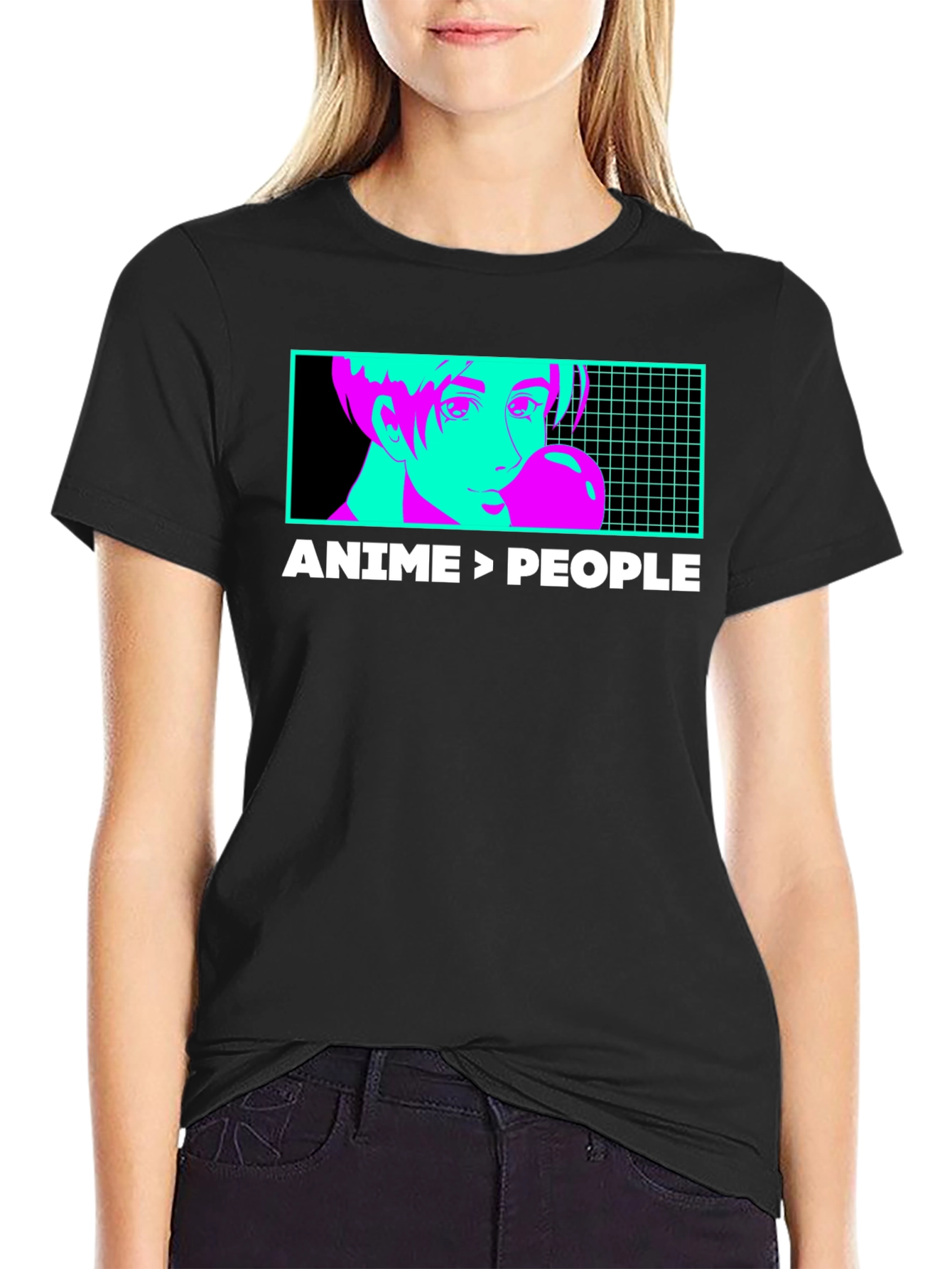 Anime > People Graphic Tee - Black T-Shirt