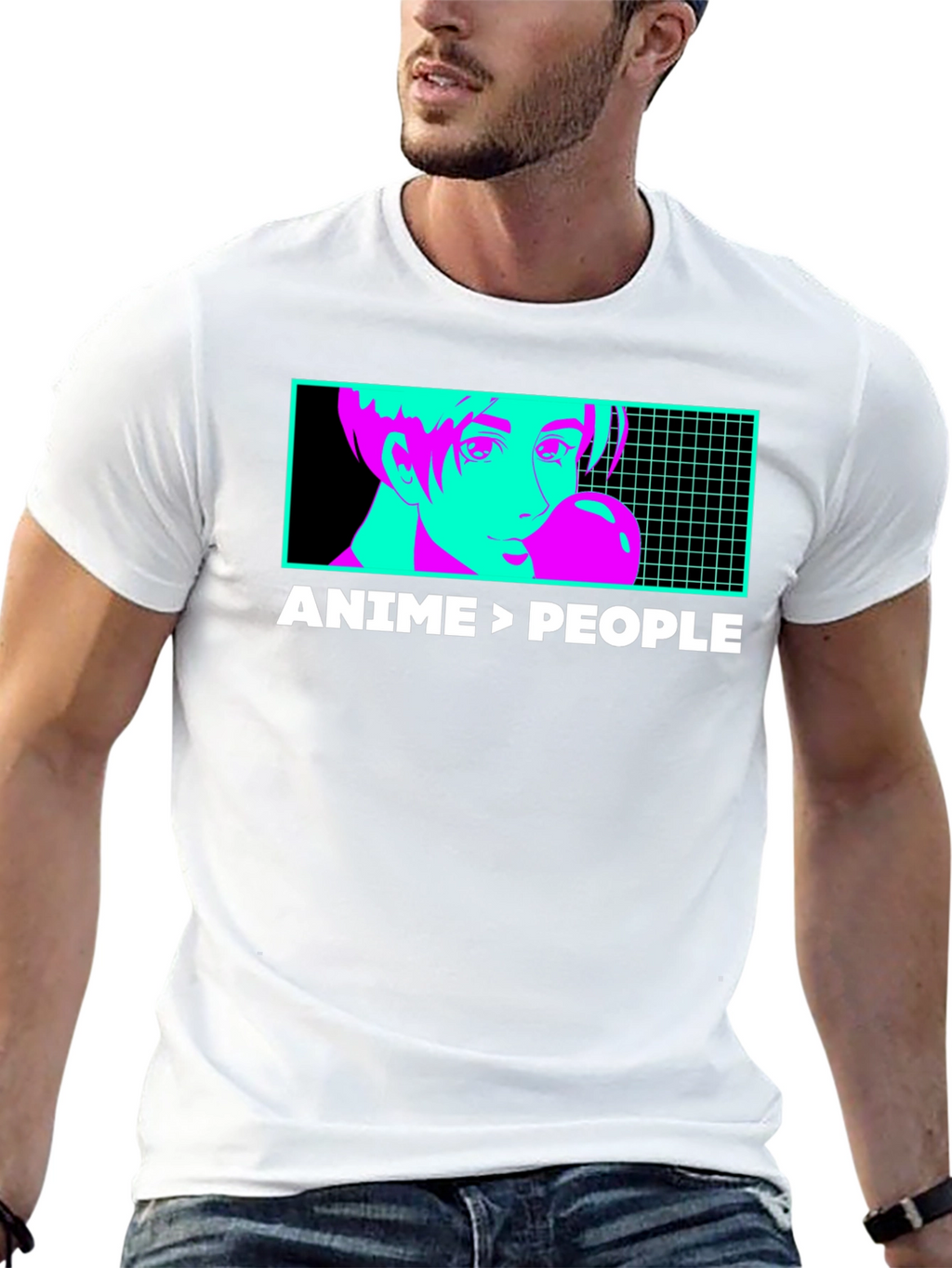 Anime > People Graphic Tee - Black T-Shirt