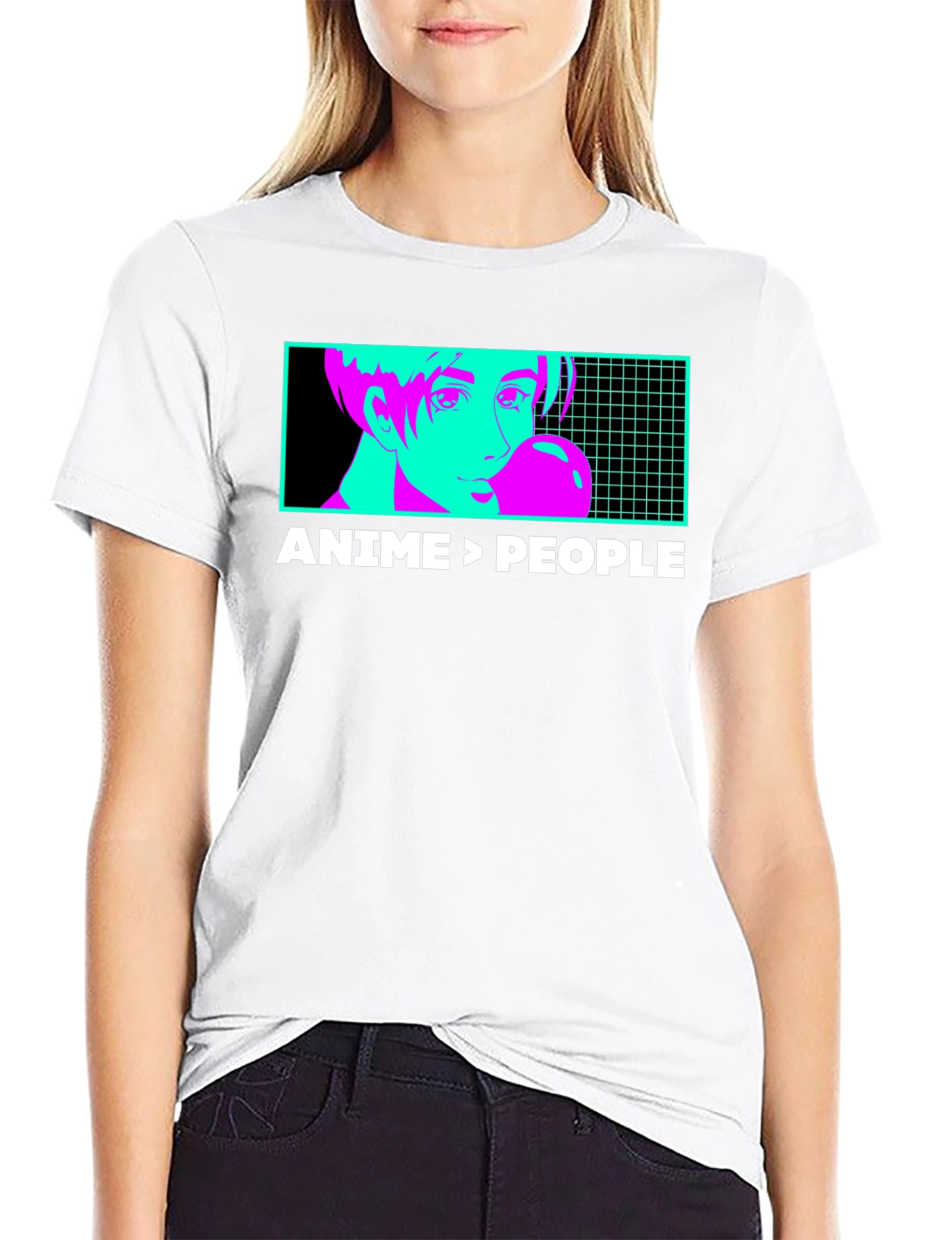 Anime > People Graphic Tee - Black T-Shirt