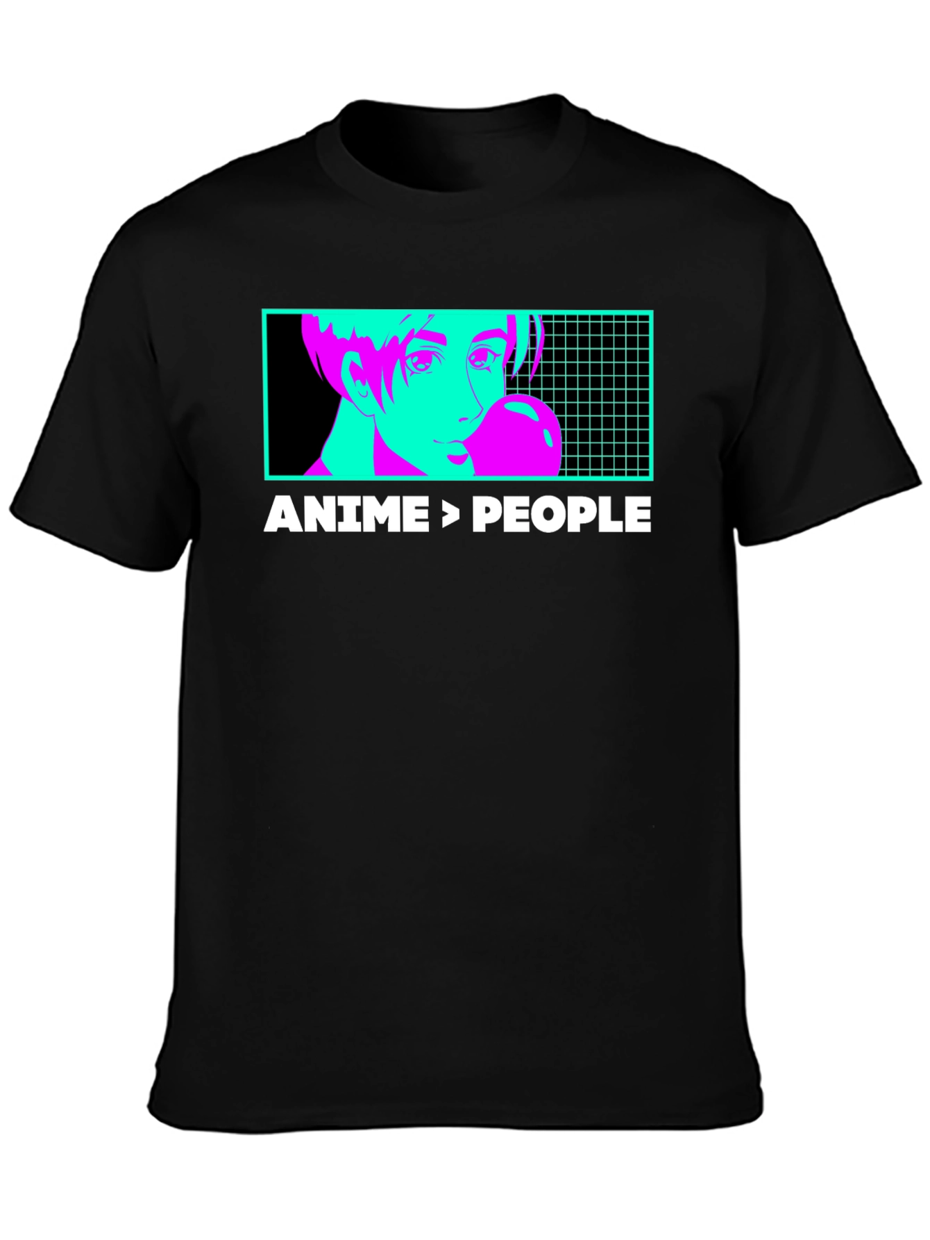 Anime > People Graphic Tee - Black T-Shirt