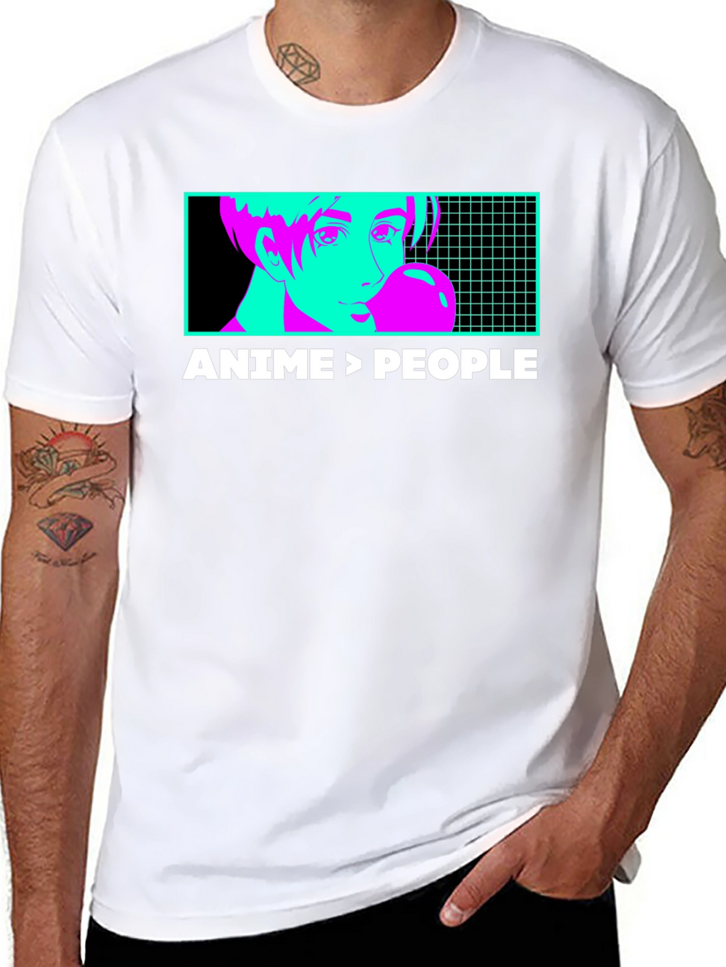 Anime > People Graphic Tee - Black T-Shirt