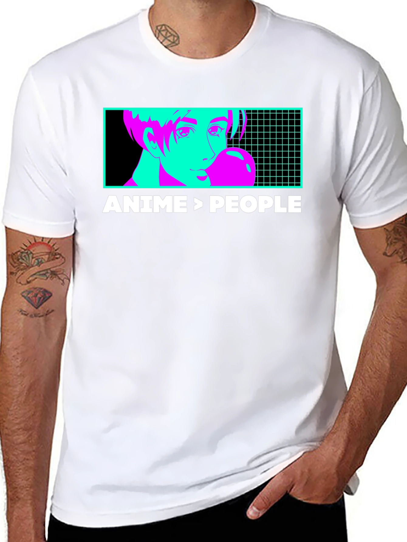 Anime > People Graphic Tee - Black T-Shirt