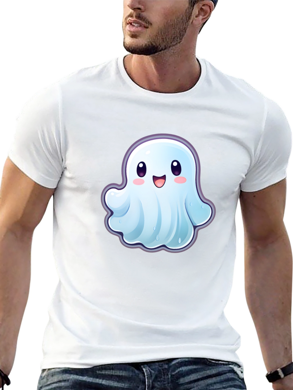 Cute Ghost Graphic T-Shirt - Black Cotton Tee