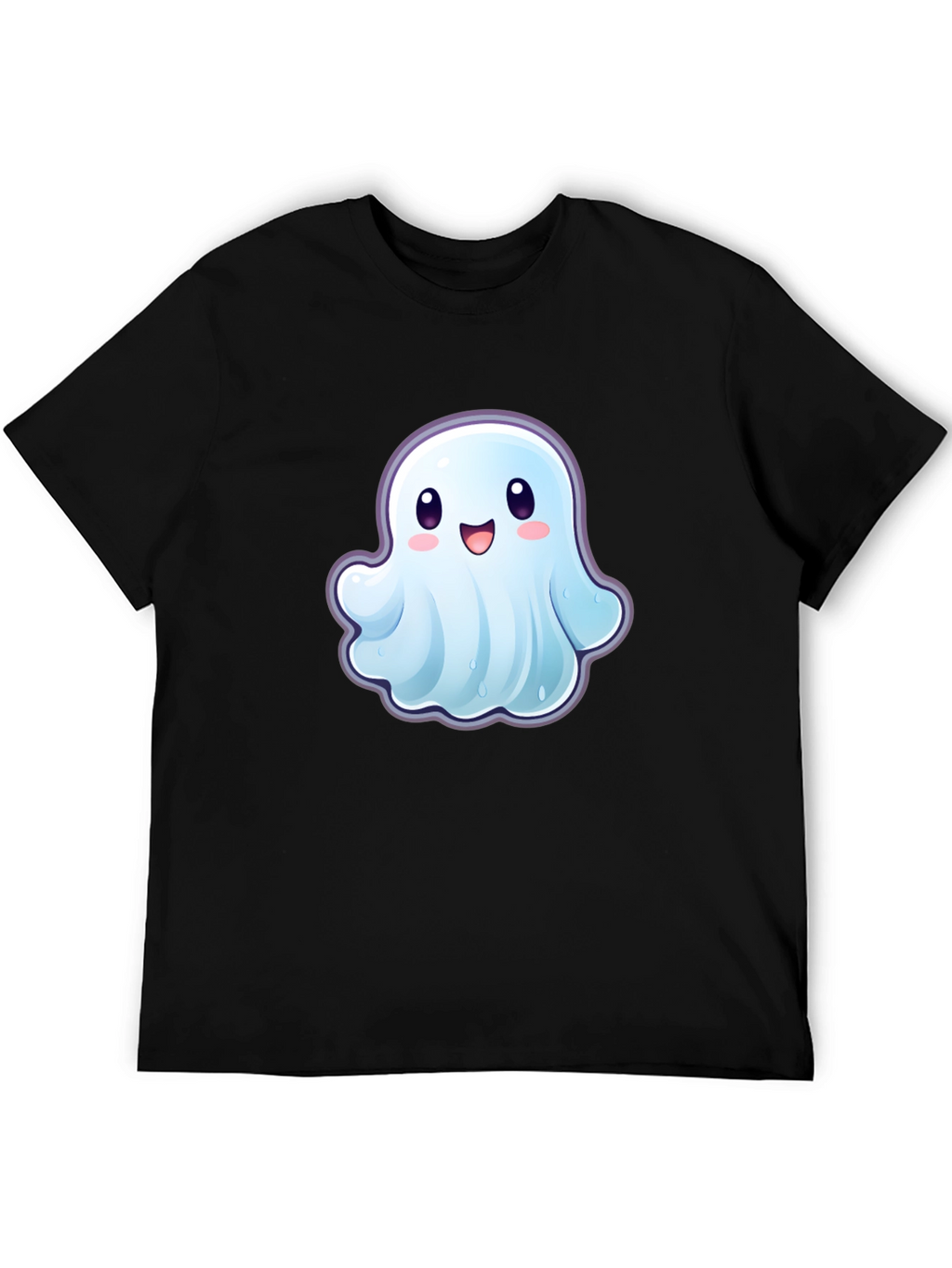 Cute Ghost Graphic T-Shirt - Black Cotton Tee