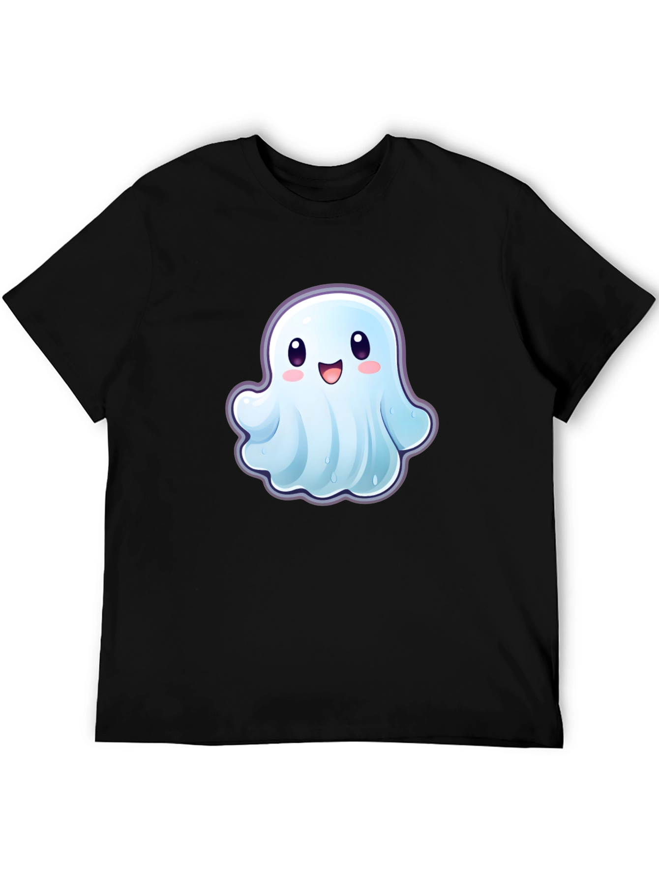 Cute Ghost Graphic T-Shirt - Black Cotton Tee