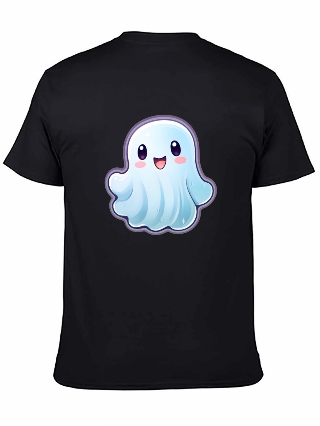 Cute Ghost Graphic T-Shirt - Black Cotton Tee