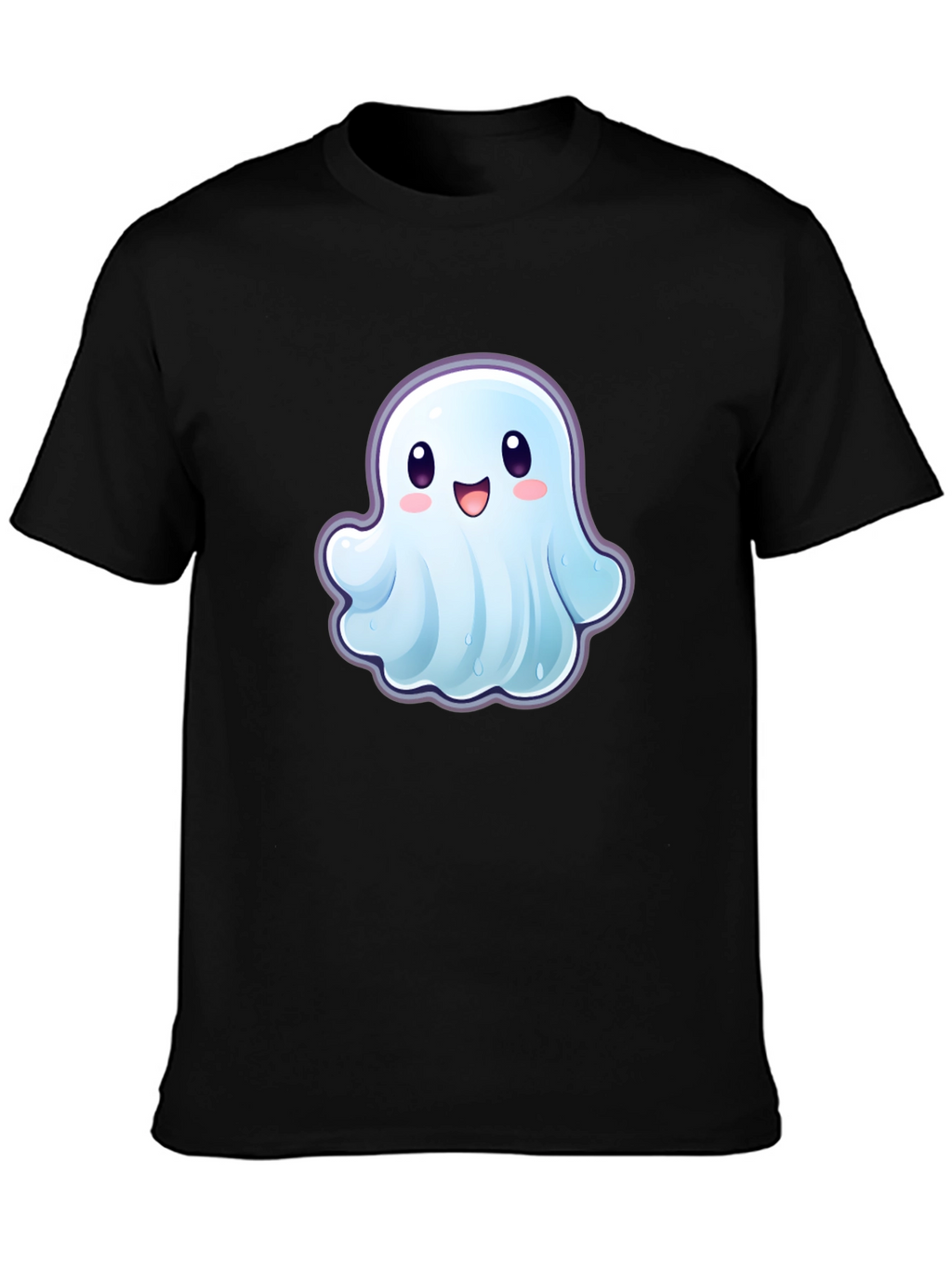 Cute Ghost Graphic T-Shirt - Black Cotton Tee