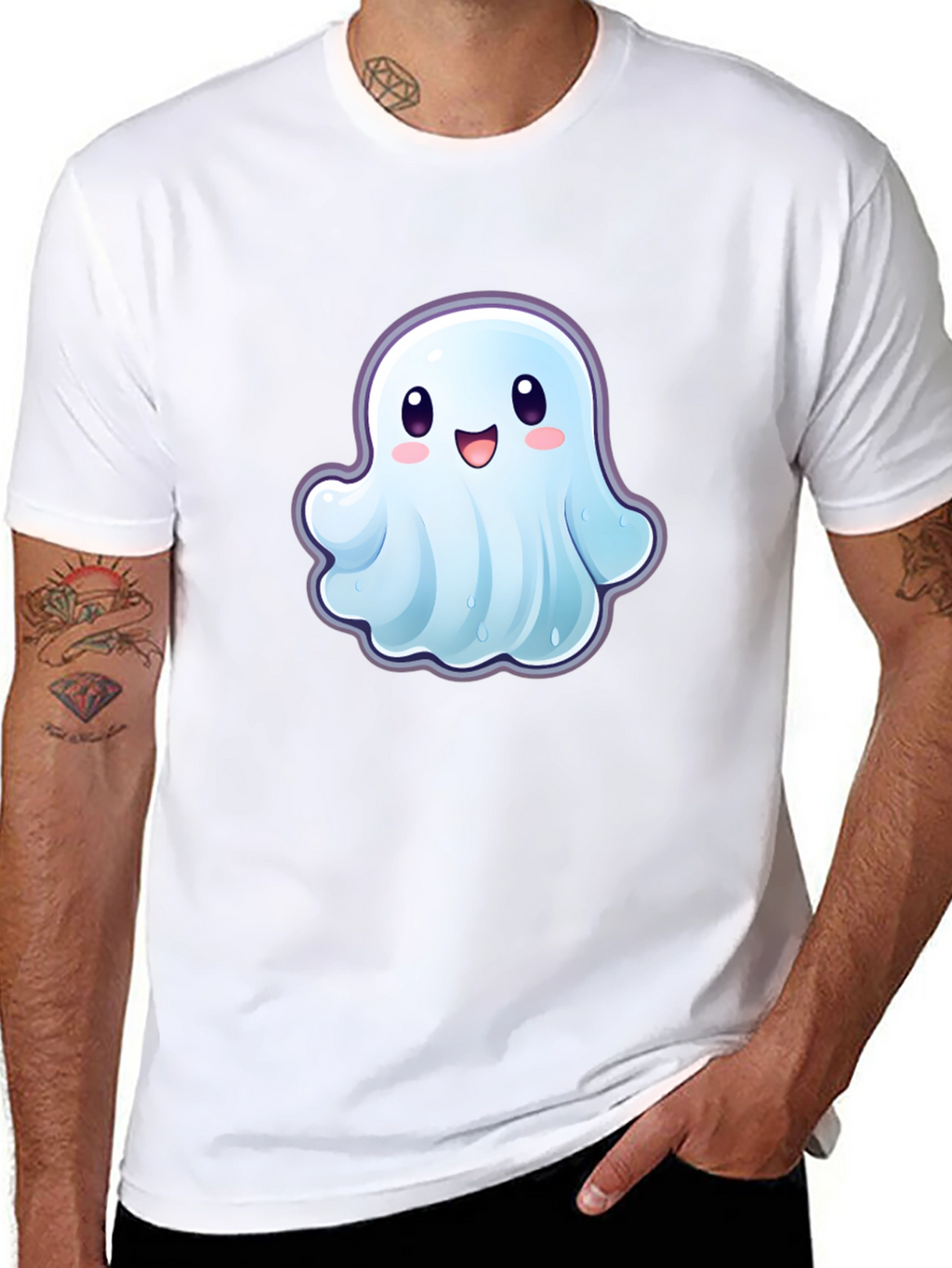 Cute Ghost Graphic T-Shirt - Black Cotton Tee