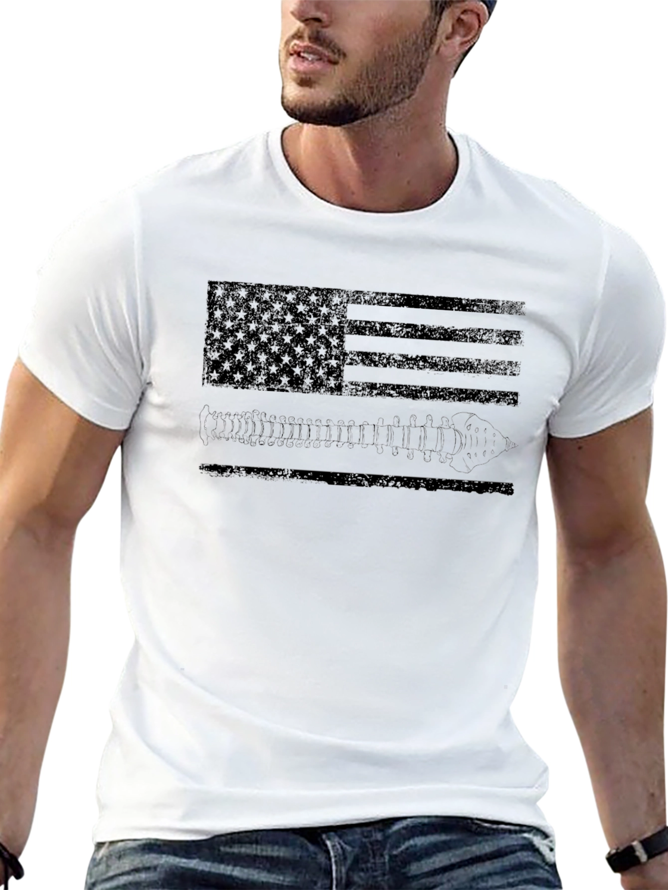 Distressed American Flag & Bullets Graphic Tee
