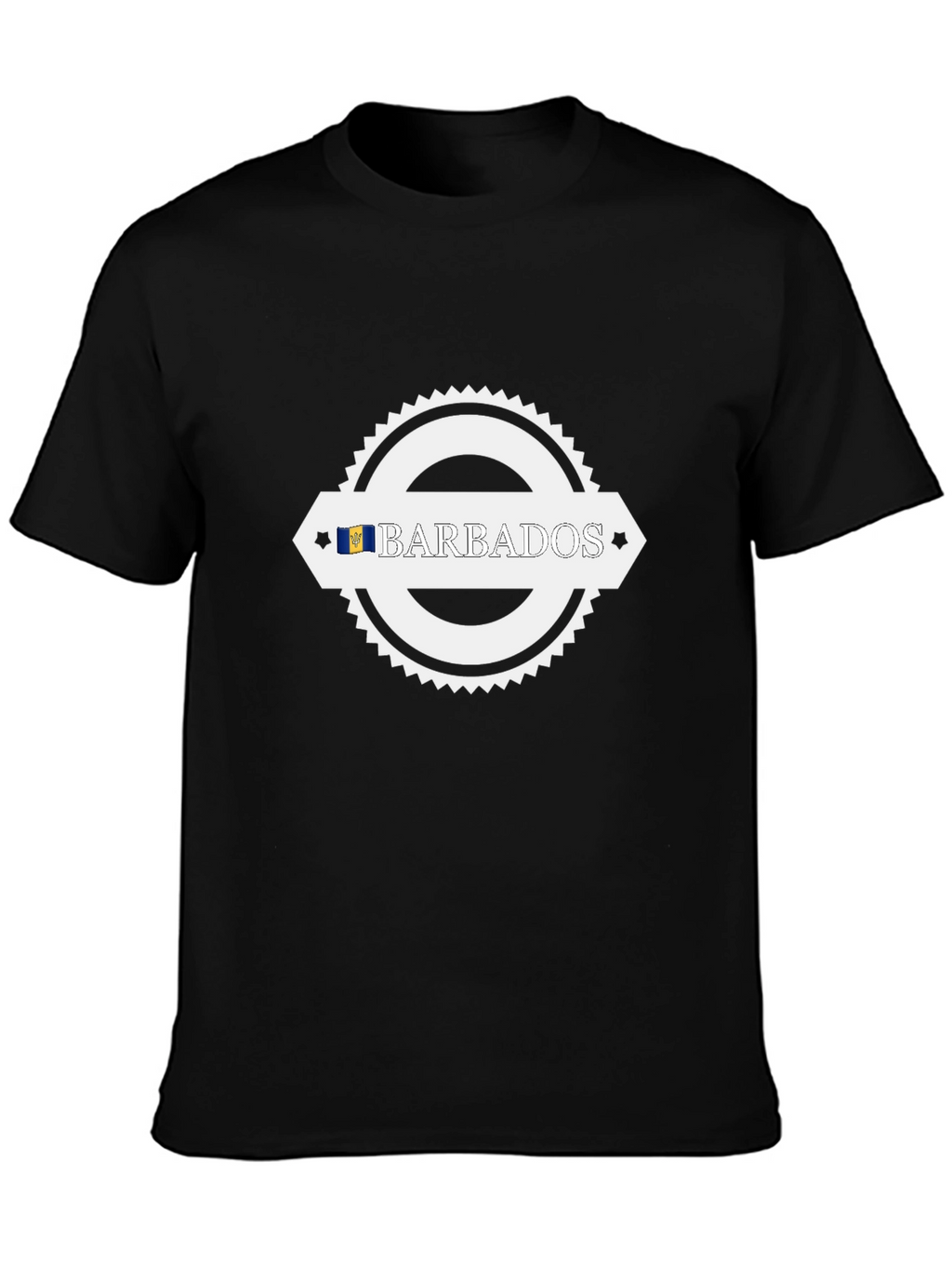 Barbados Flag Graphic Black T-Shirt
