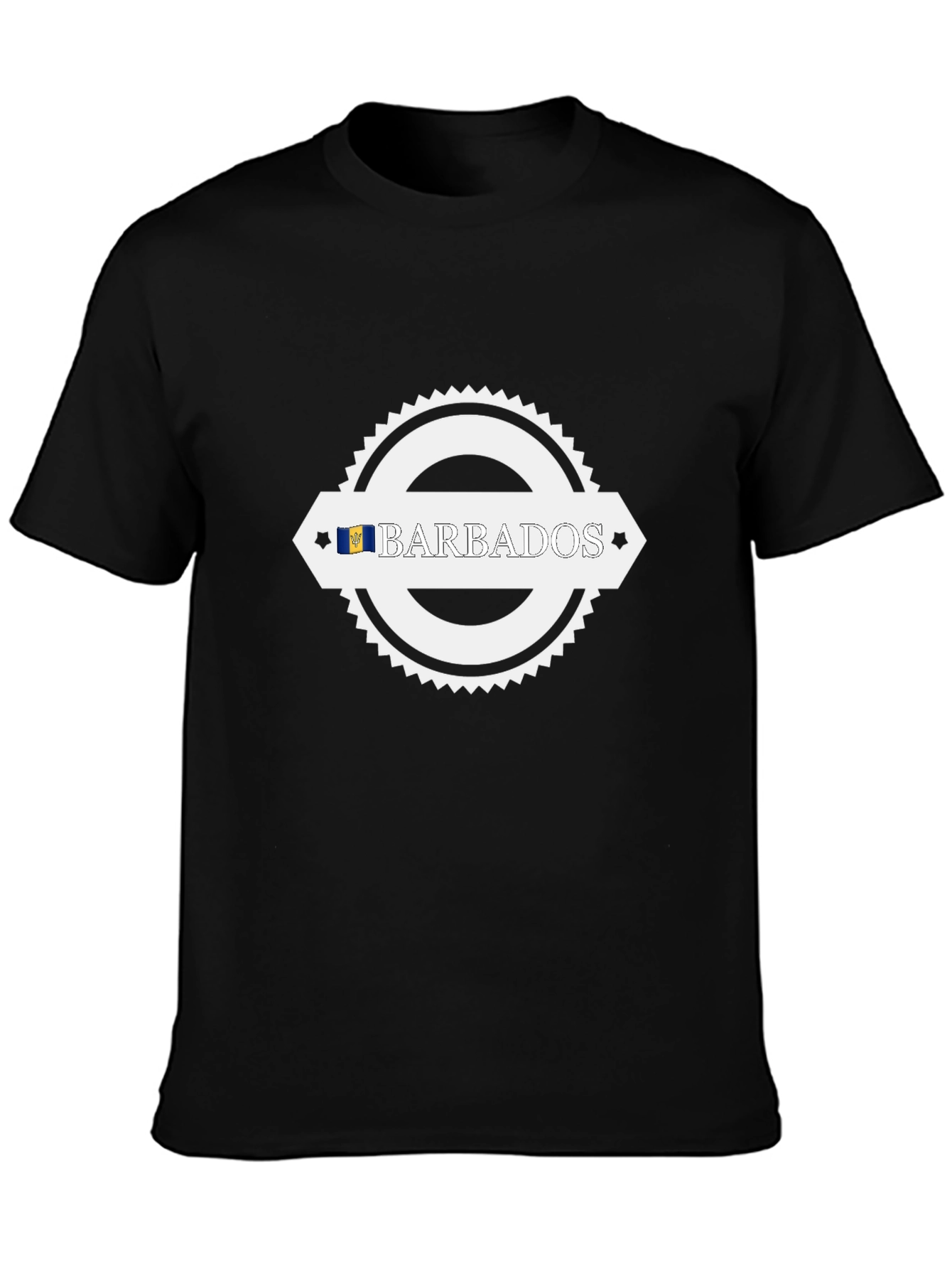 Barbados Flag Graphic Black T-Shirt